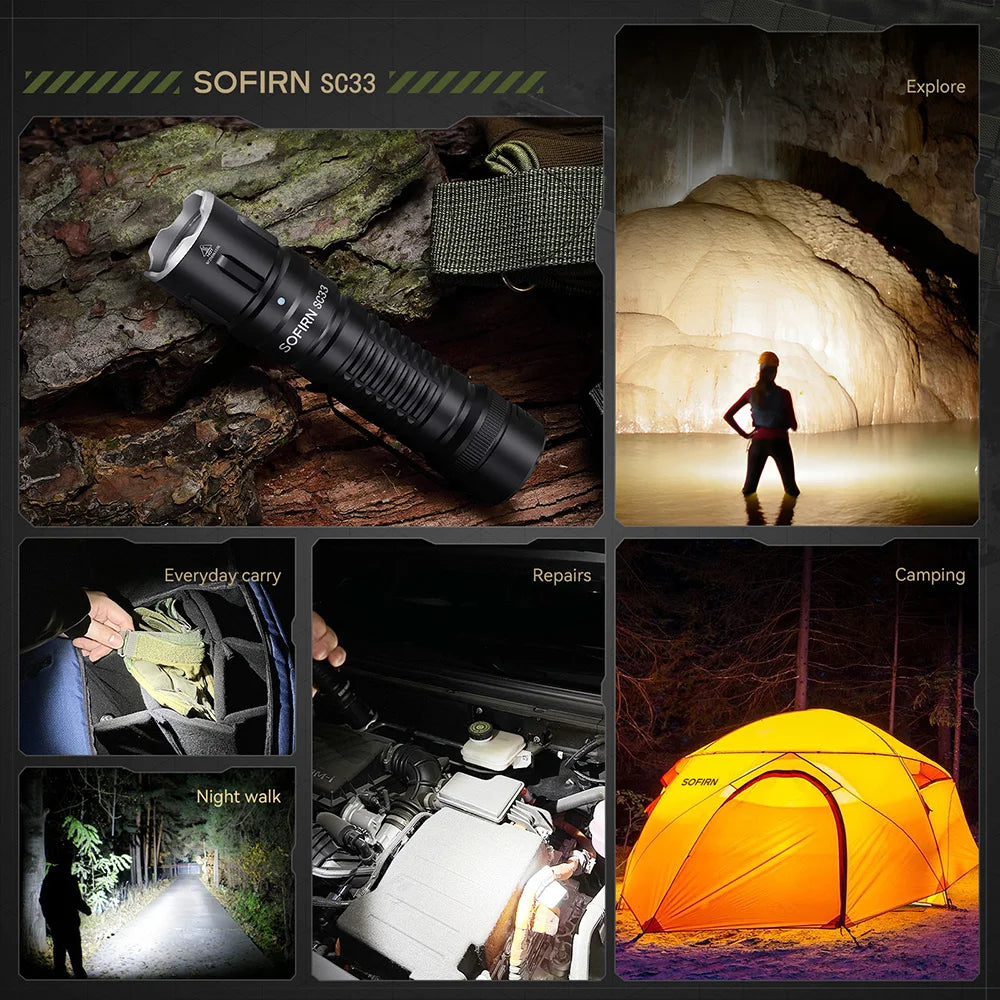LED Tactical Flashlight Rechargeable Torch E-switch Outdoor Light