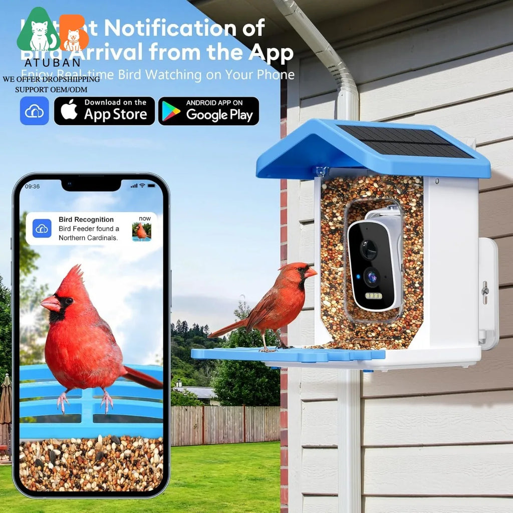 ATUBAN Smart Bird House with Camera and solar
