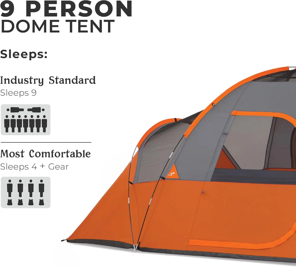 Family Camping Tent for 3-9 People, Dome Design