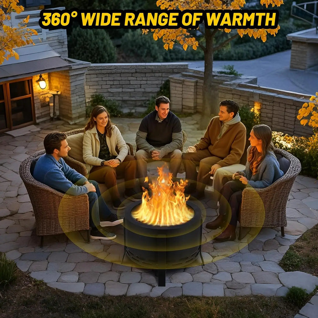 Smokeless Firepit- Low Smoke Outdoor Fire Pit with Folding Feet