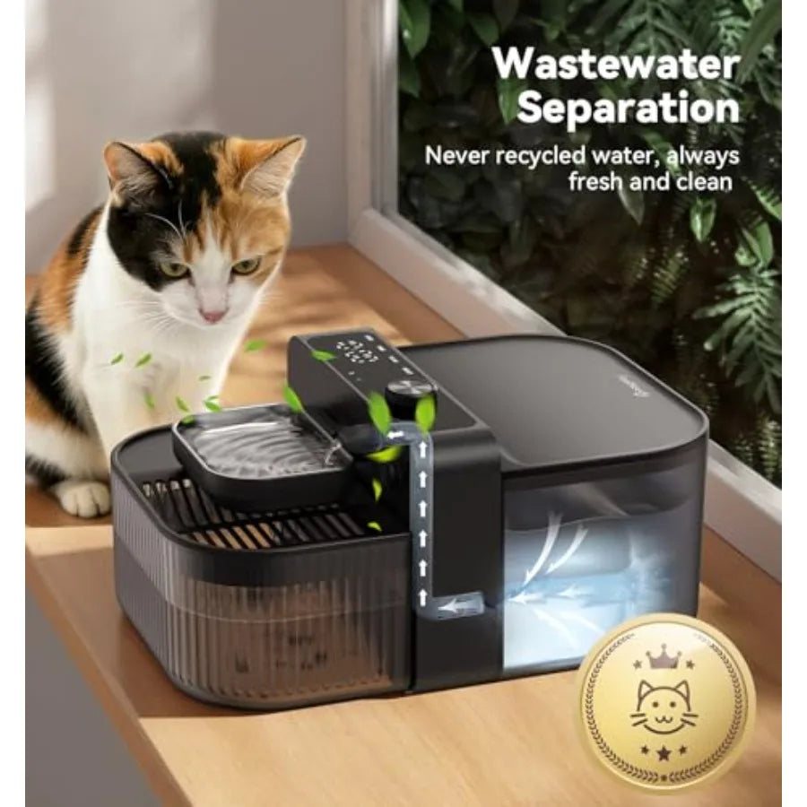 Cat Water Fountain Wastewater Separation Stainless Steel Bowl