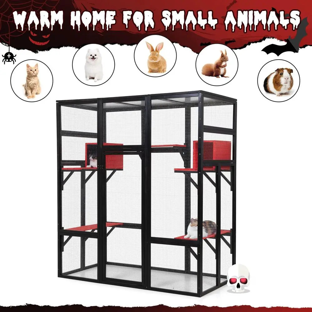 Large Spacious Wooden Catio Outdoor Cat Enclosure