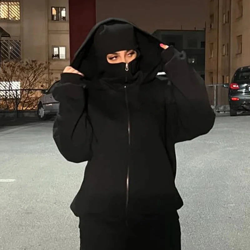 Men's Balaclava Zip Hoodie – Winter Warm Face Mask Jacket