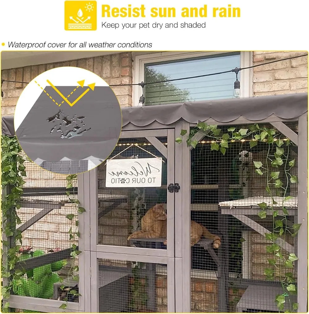 Outdoor Catio Kitty Enclosure with Super Large Enter Door