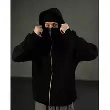 Men's Balaclava Zip Hoodie – Winter Warm Face Mask Jacket