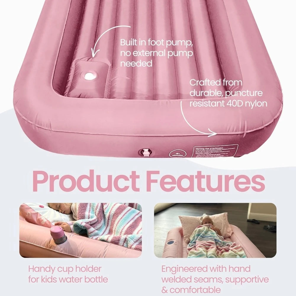 Portable Toddler Travel Bed with 4-Sided Safety Bumpers