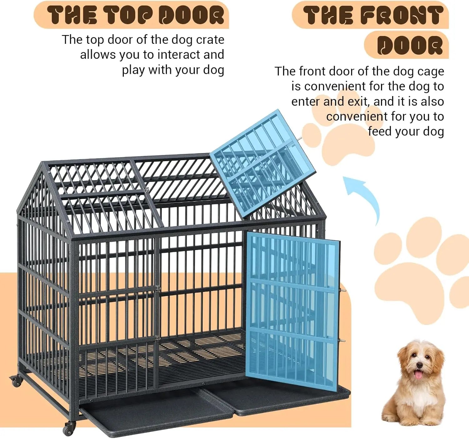 Large Metal Dog Kennel with Roof Top