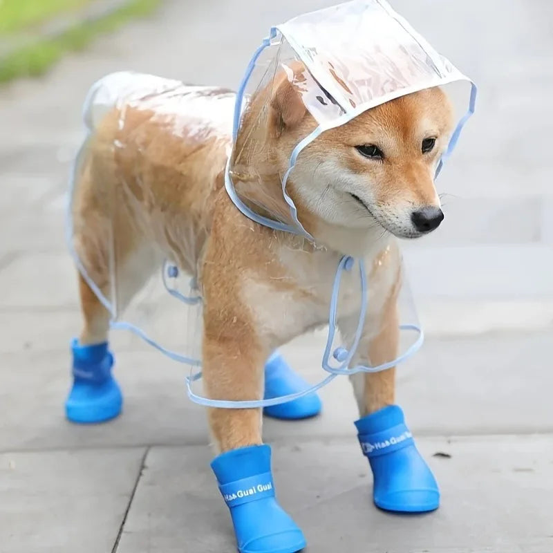 Clear Waterproof Dog Raincoat Small Medium Size