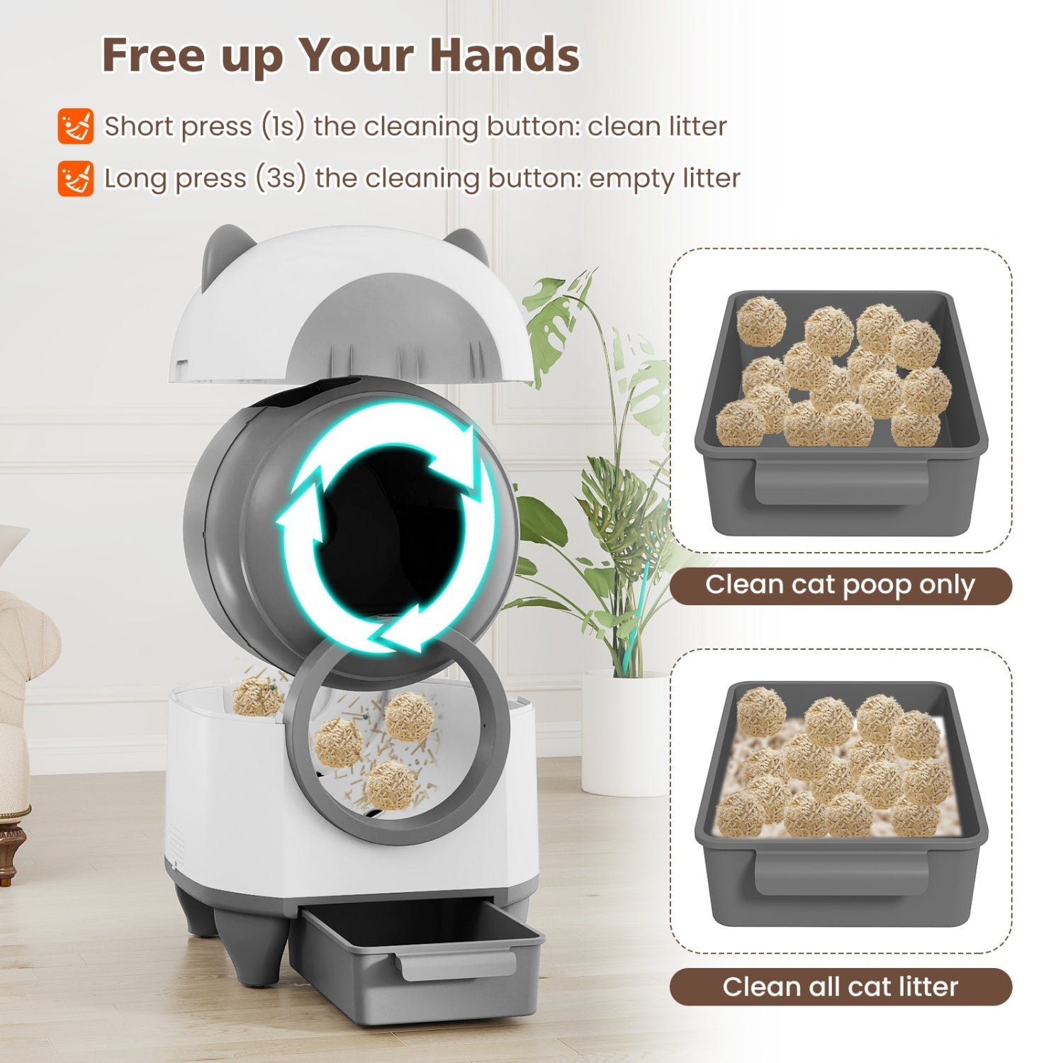 Self-Cleaning Litter Box with App Control for Multi-Cat Homes