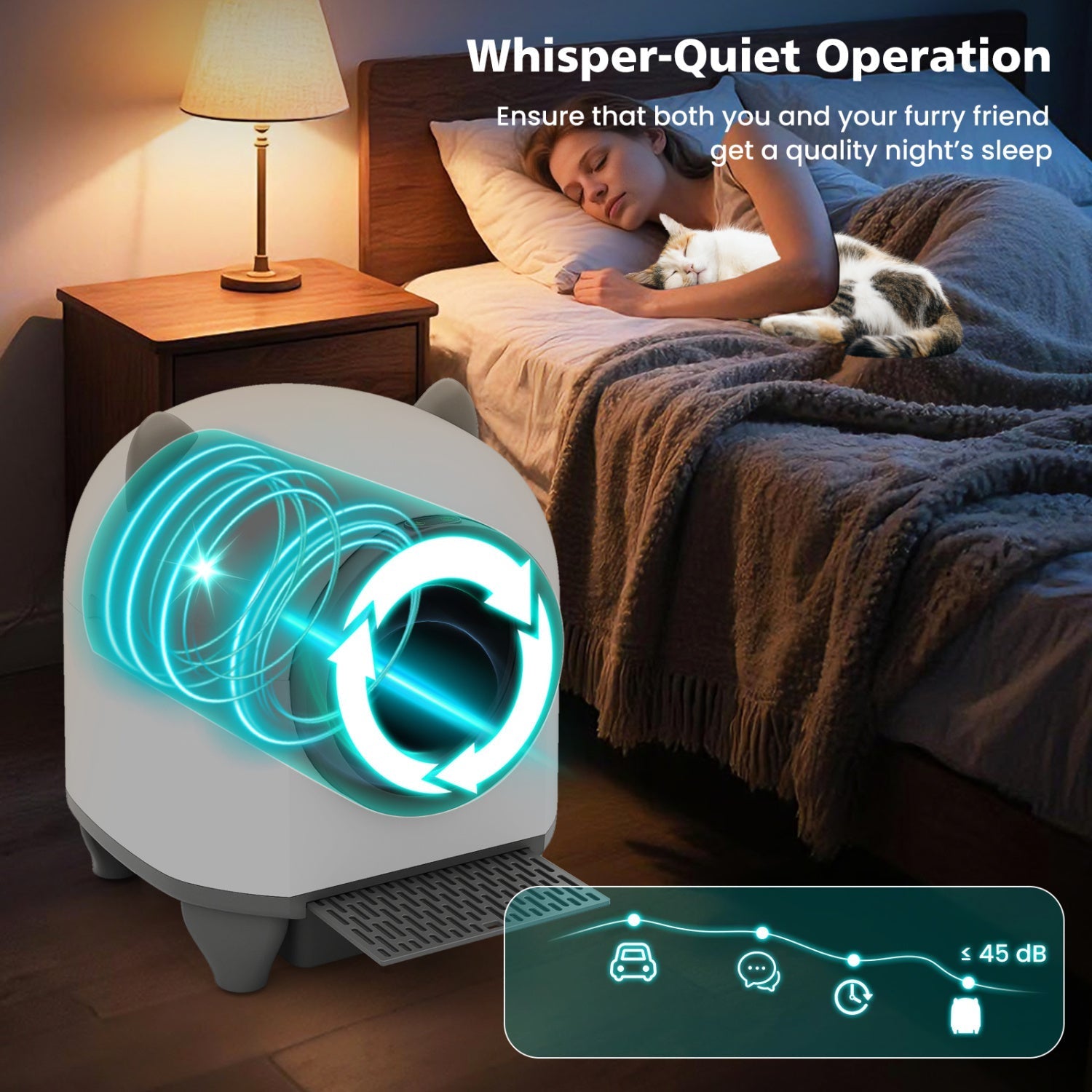 Self-Cleaning Litter Box with App Control for Multi-Cat Homes