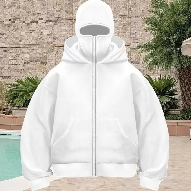 Men's Balaclava Zip Hoodie – Winter Warm Face Mask Jacket