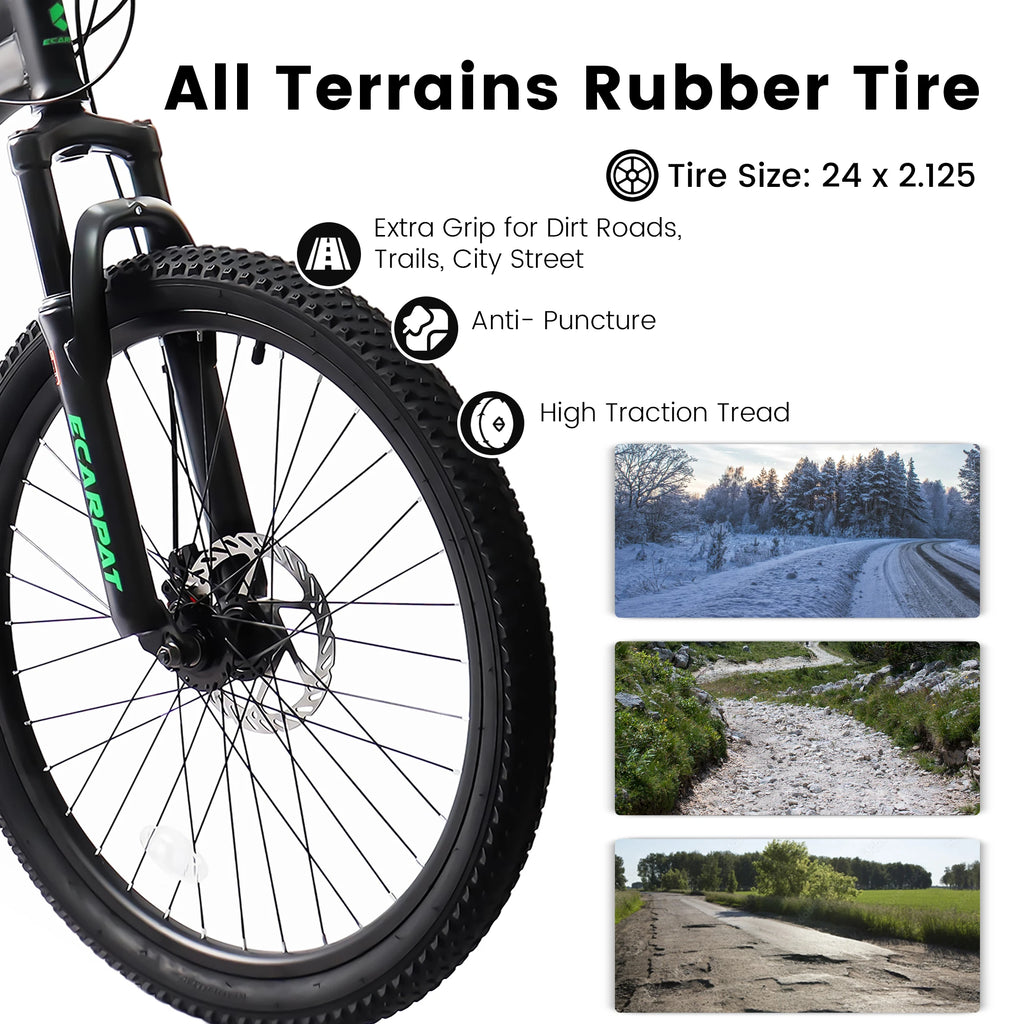 24 Inch Mountain Bike with Full Suspension 21 Speed Shifter Lever