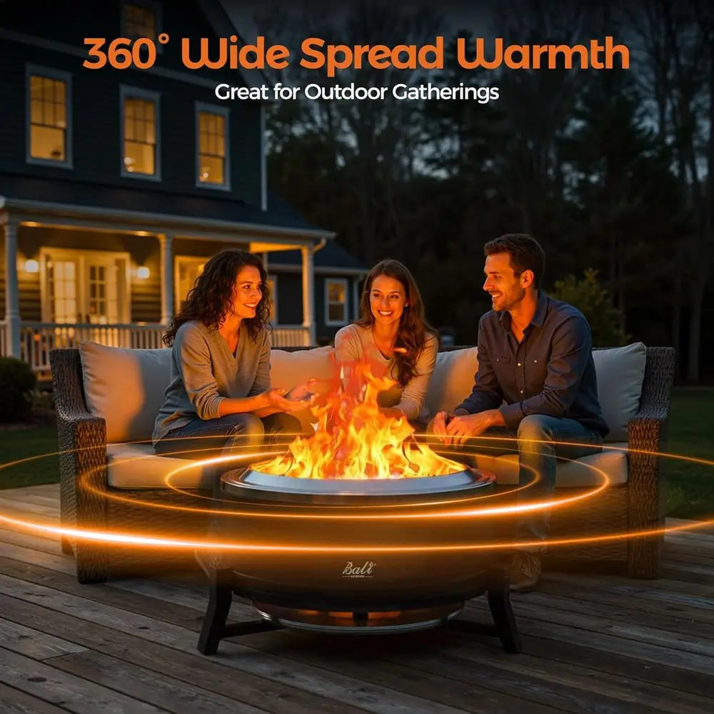 Portable 27 Wood-Burning Outdoor Fire Pit with Ash Pan for Patio Use