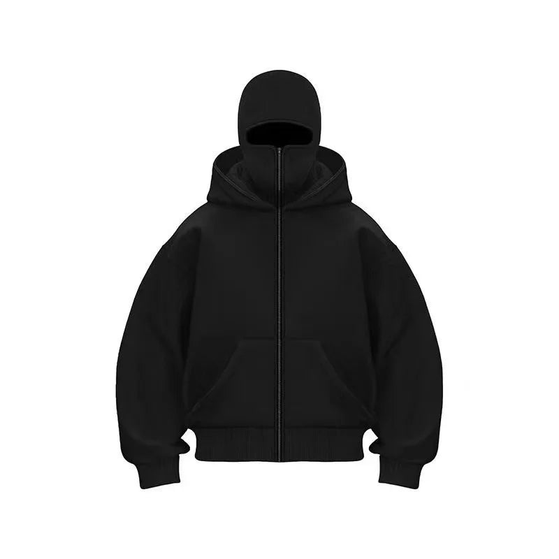 Men's Balaclava Zip Hoodie – Winter Warm Face Mask Jacket