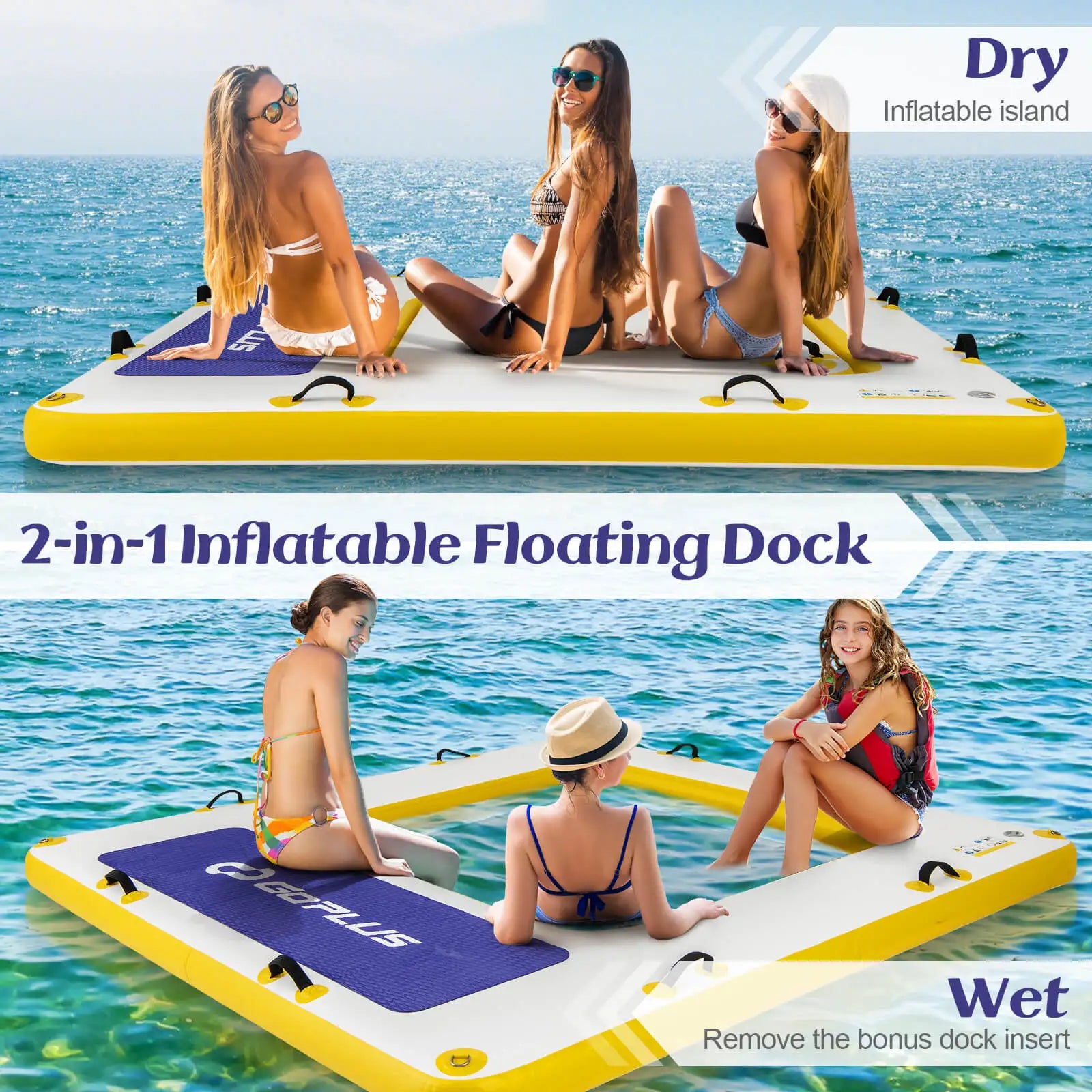 Inflatable Floating Dock w/ Mesh Swim Lounge