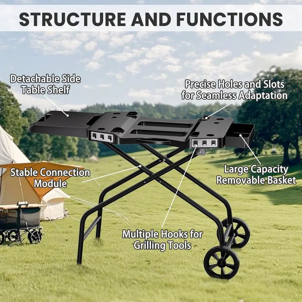 Portable BBQ Stand with Wheels