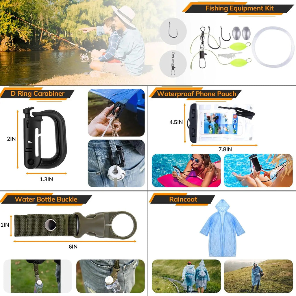 250-Piece Survival Kit with First Aid, Tactical Gear