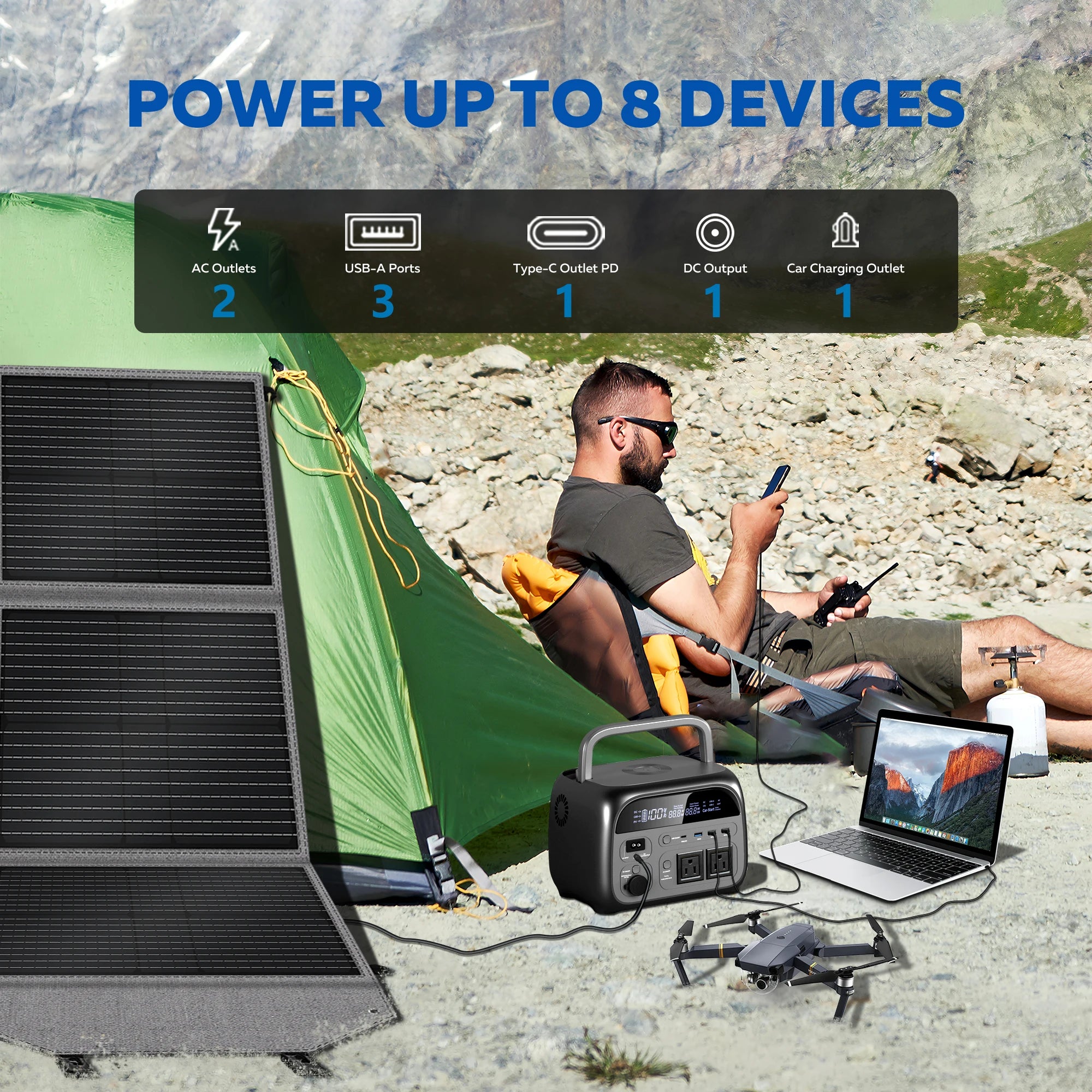 Camping Power Station 500W Portable Solar Generator