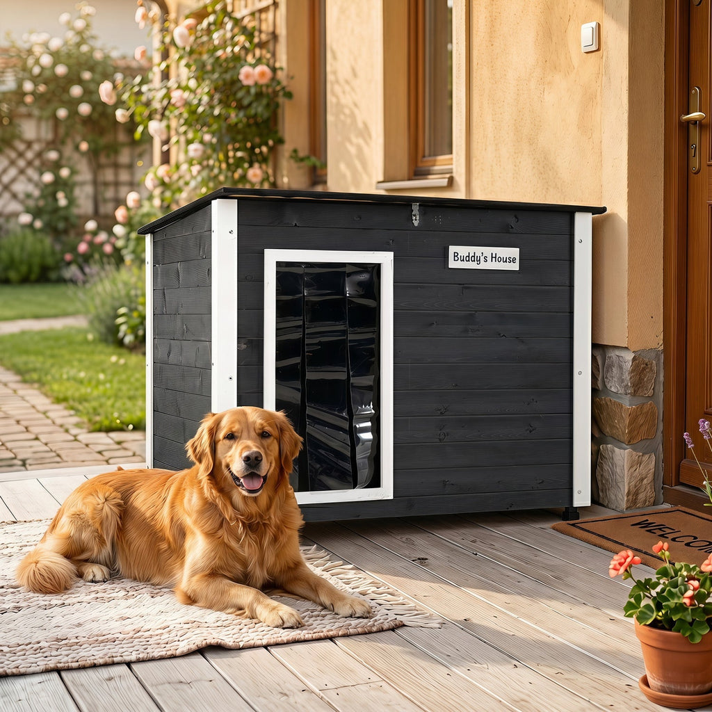 Wooden Dog House Outdoor with Openable Roof - Large