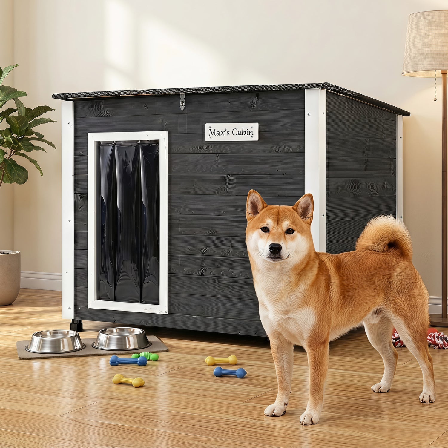Wooden Dog House Outdoor with Openable Roof - Large