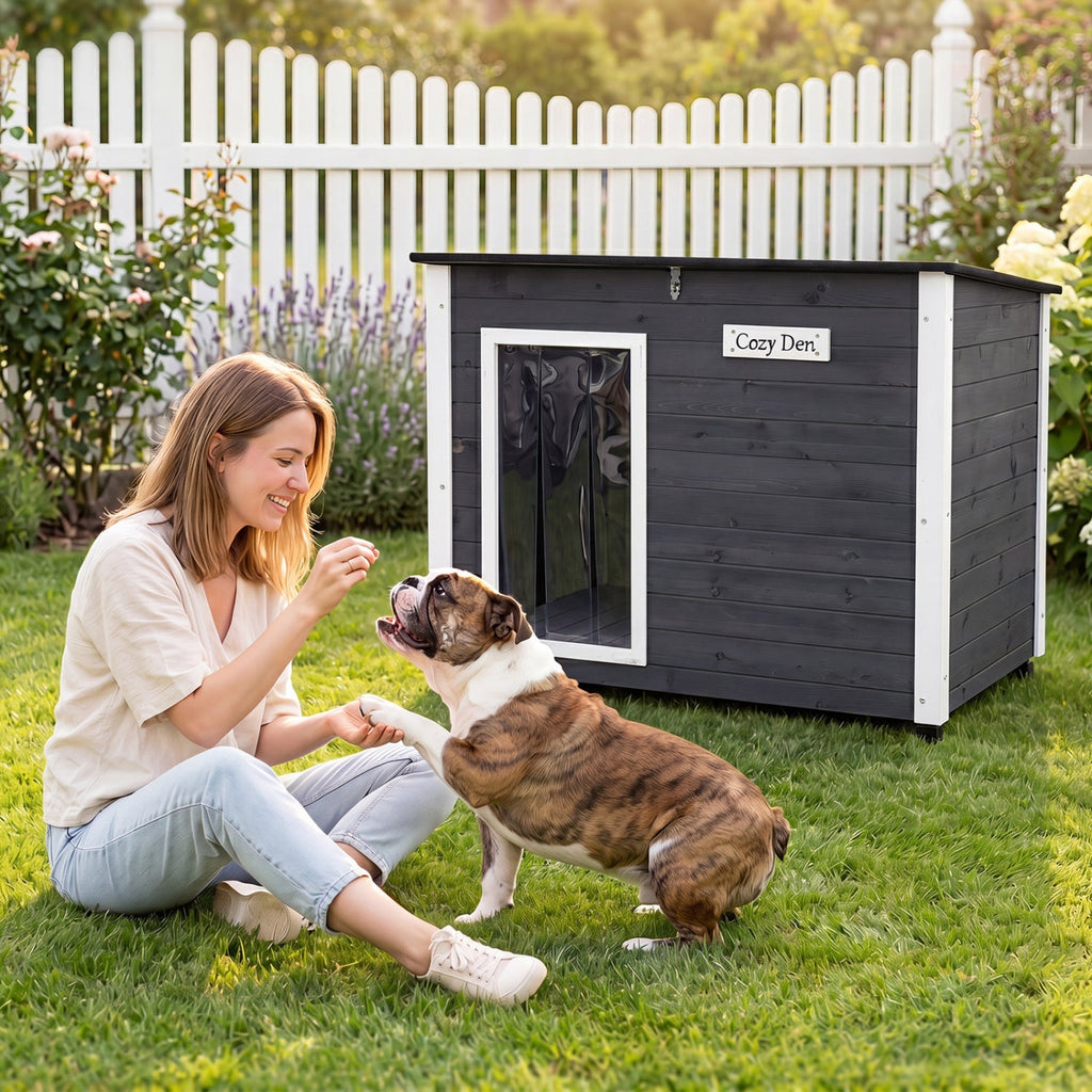 Wooden Dog House Outdoor with Openable Roof - Large