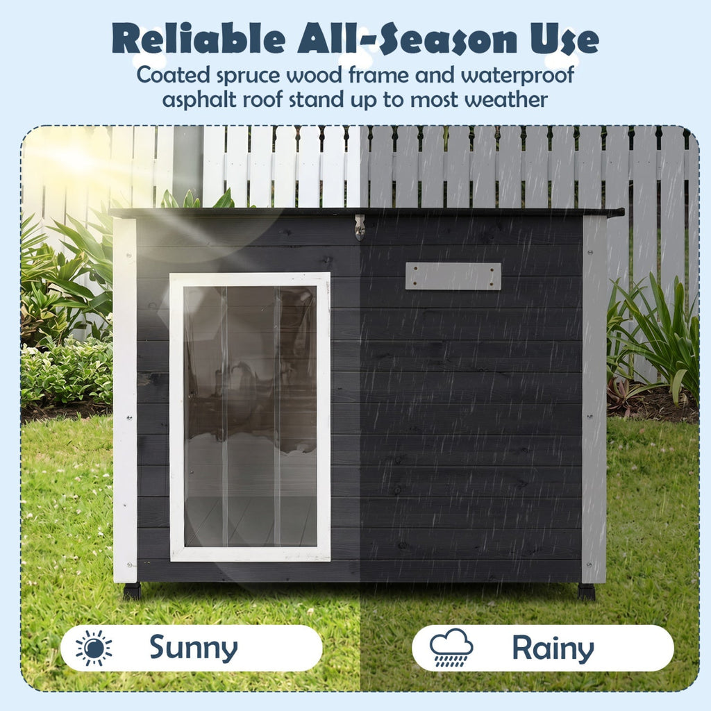 Wooden Dog House Outdoor with Openable Roof - Large