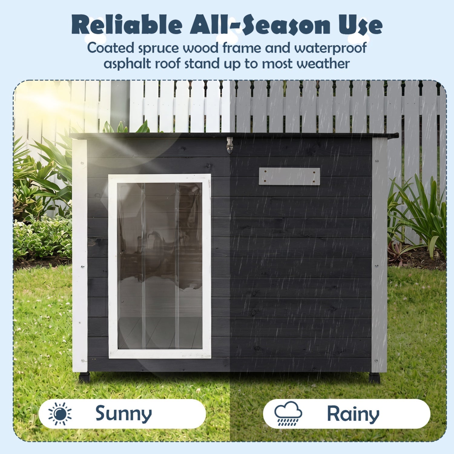 Wooden Dog House Outdoor with Openable Roof - Large