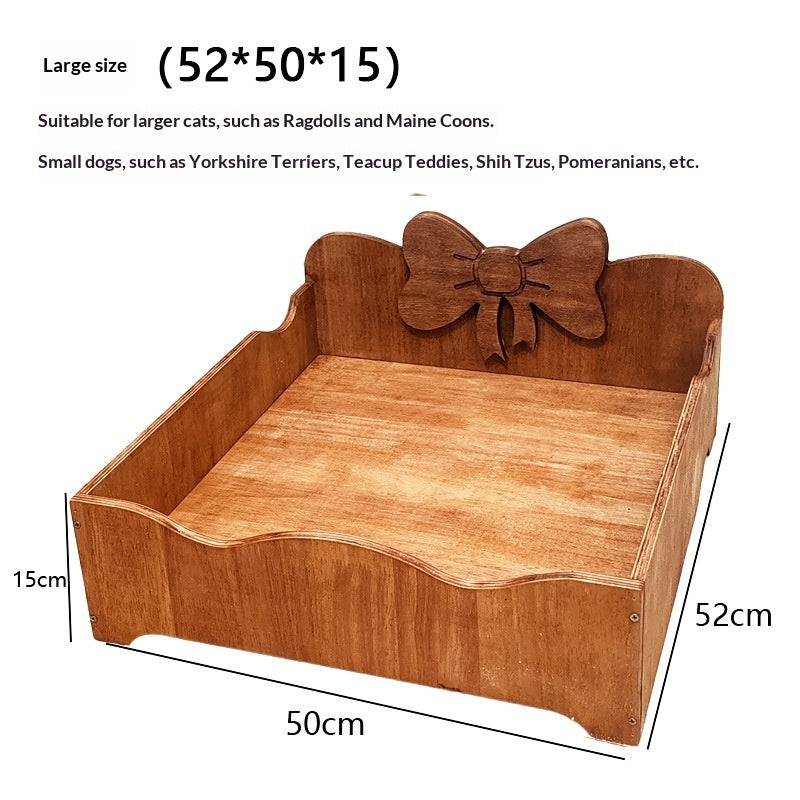 Solid Wood Pet House Vintage Mid-Century Cat Bed